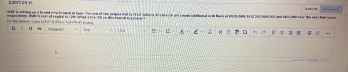 Saar. The cost of the project will be 1.2 million. The Wanch