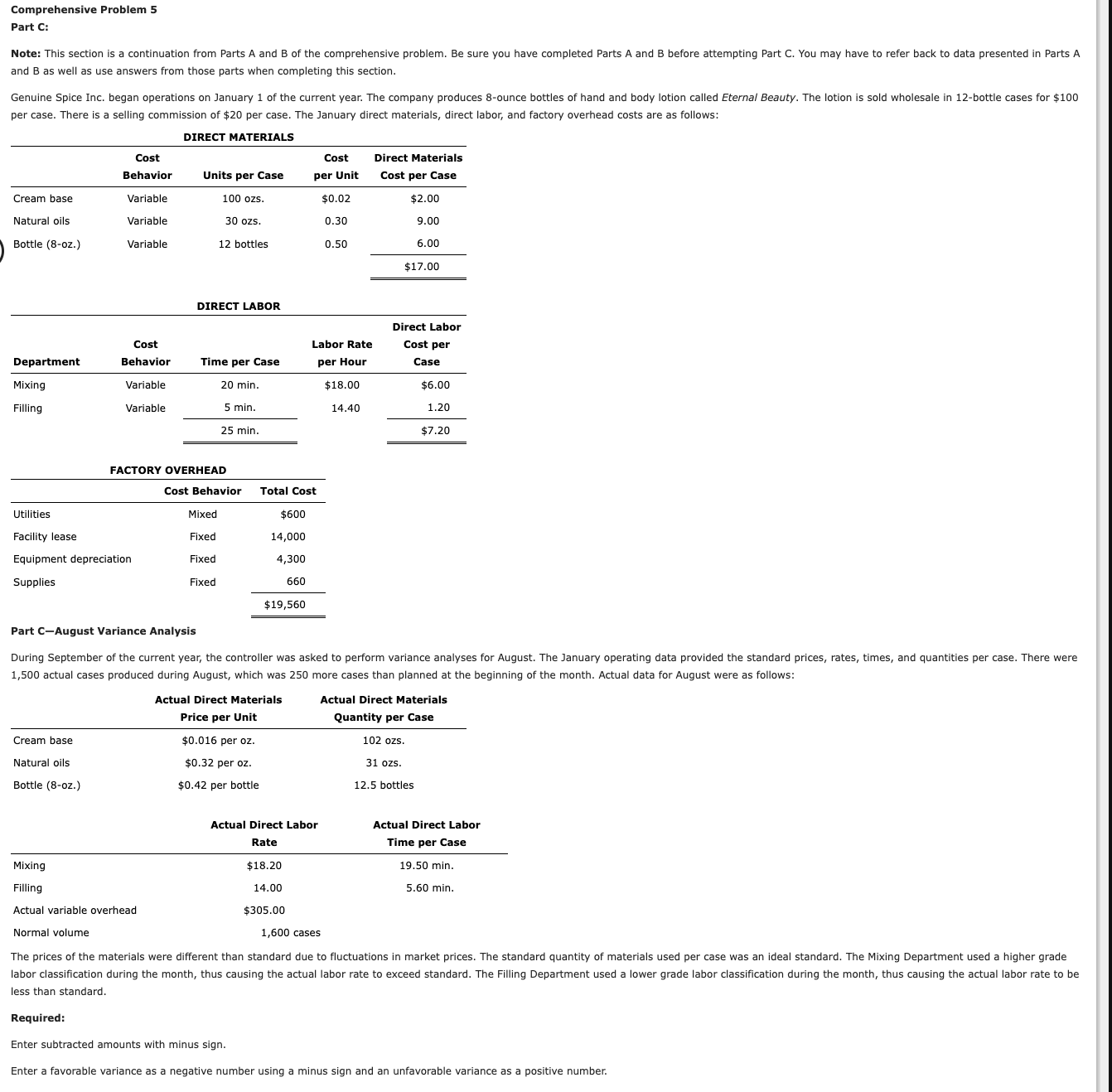  Comprehensive Problem 5 Direct Materials Price Variance: Enter the standard price