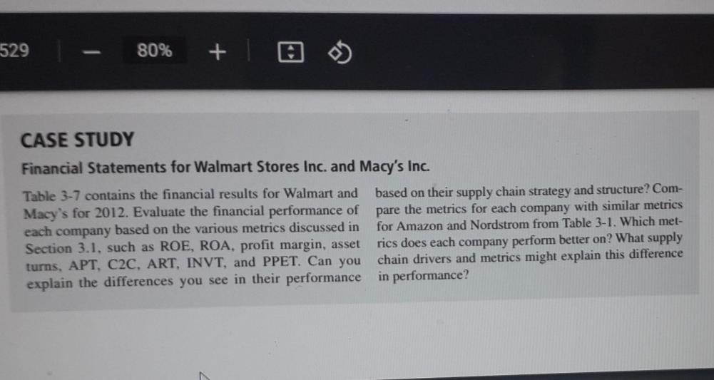  529 80% + CASE STUDY Financial Statements for Walmart Stores Inc.