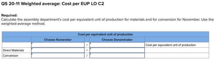 units during November. The following production activity unit and cost information refers