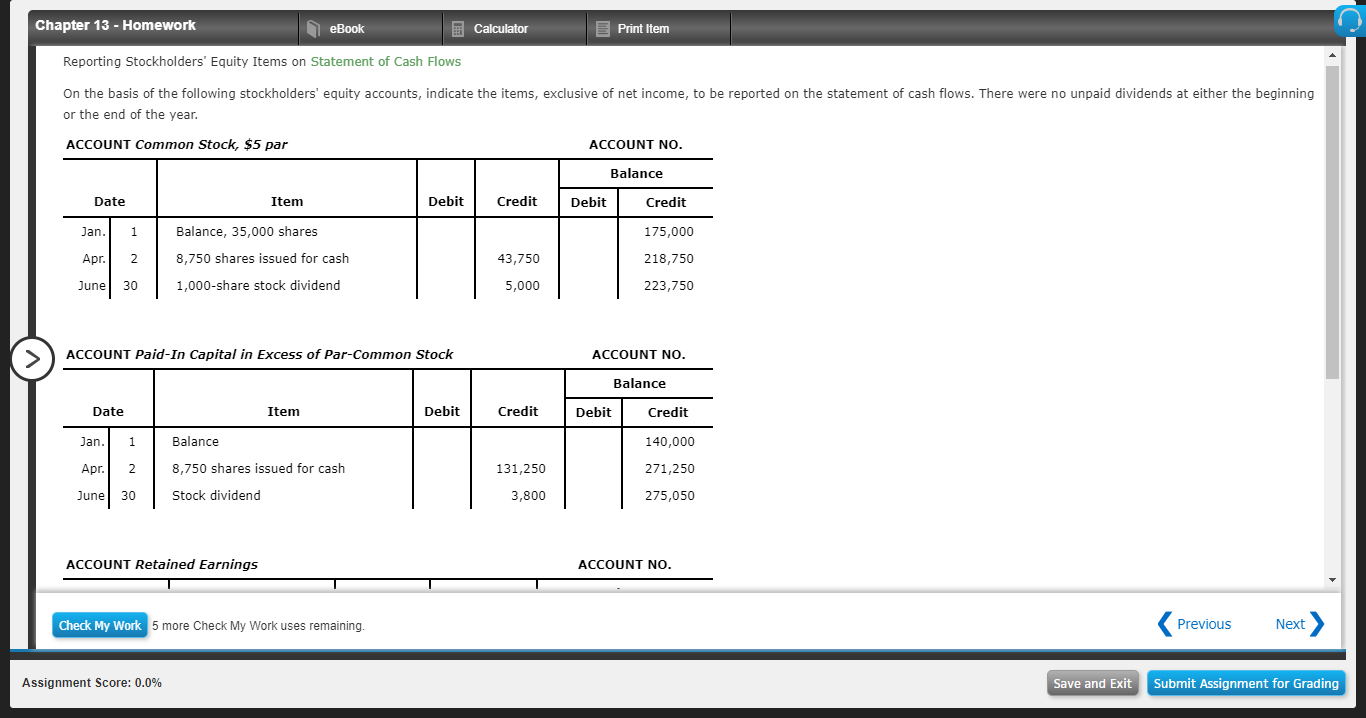  Chapter 13 - Homework O eBook E Calculator E Print Item