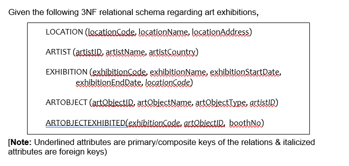  Create database table for each relation below. While doing so, you
