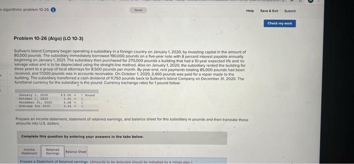  algorithmic problem 10-26 Sve Help Save & Exit Submit Check my