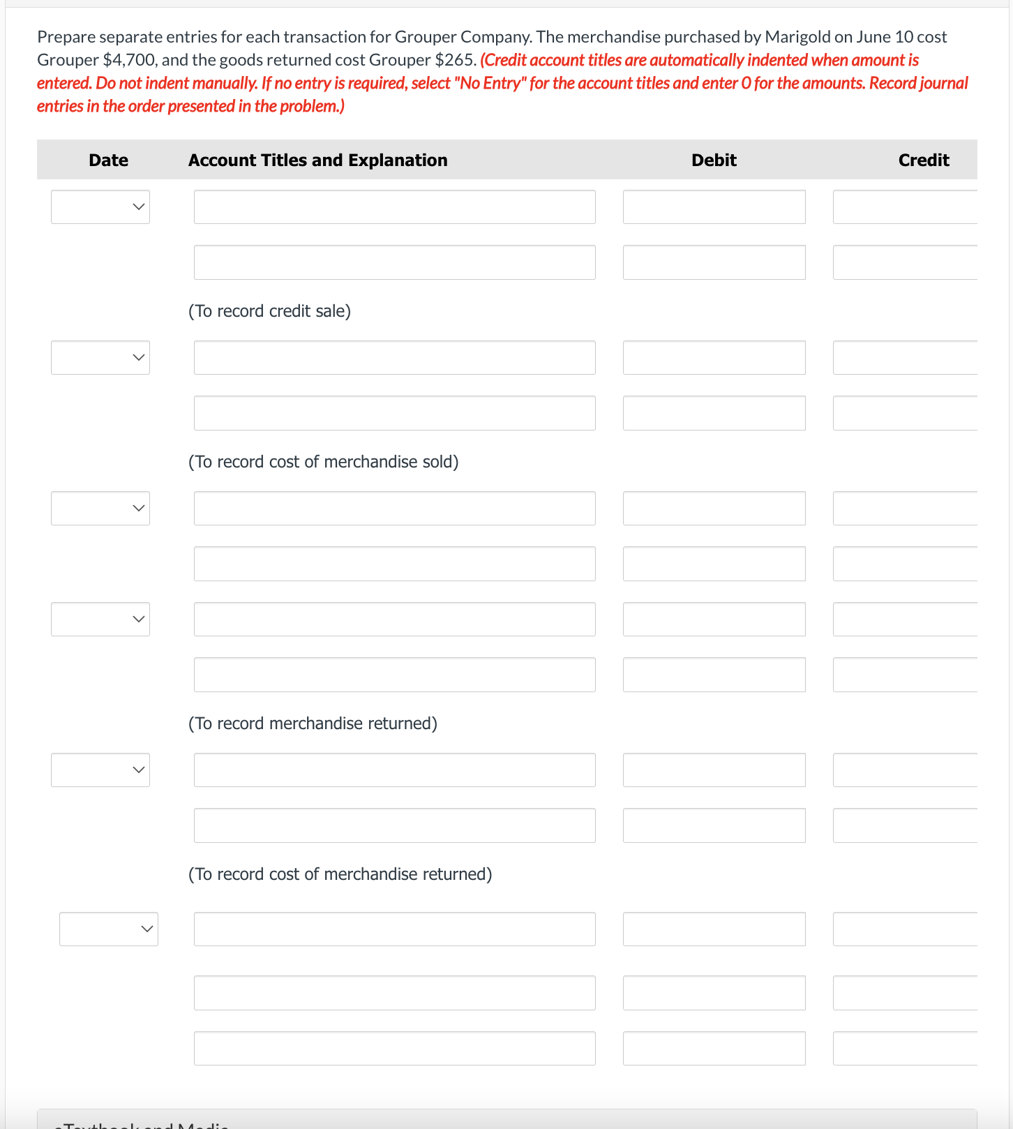 the books of Marigold Company. (Credit account titles are automatically indented when