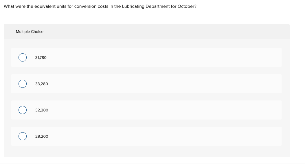 system. Operating data for the Lubricating Department for the month of October