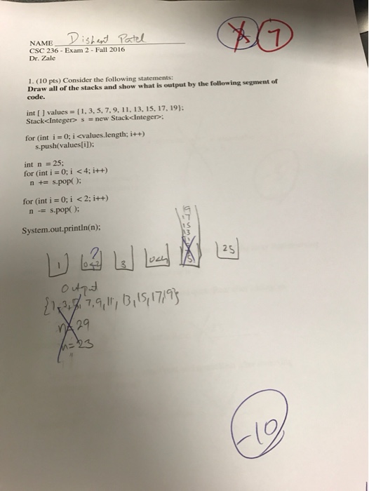  Dishad Perte NAME CSC 236-Exam 2 - Fall 2016 Dr. Zale