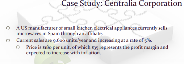  Refer to Centralia case Create an Excel spreadsheet to demonstrate how