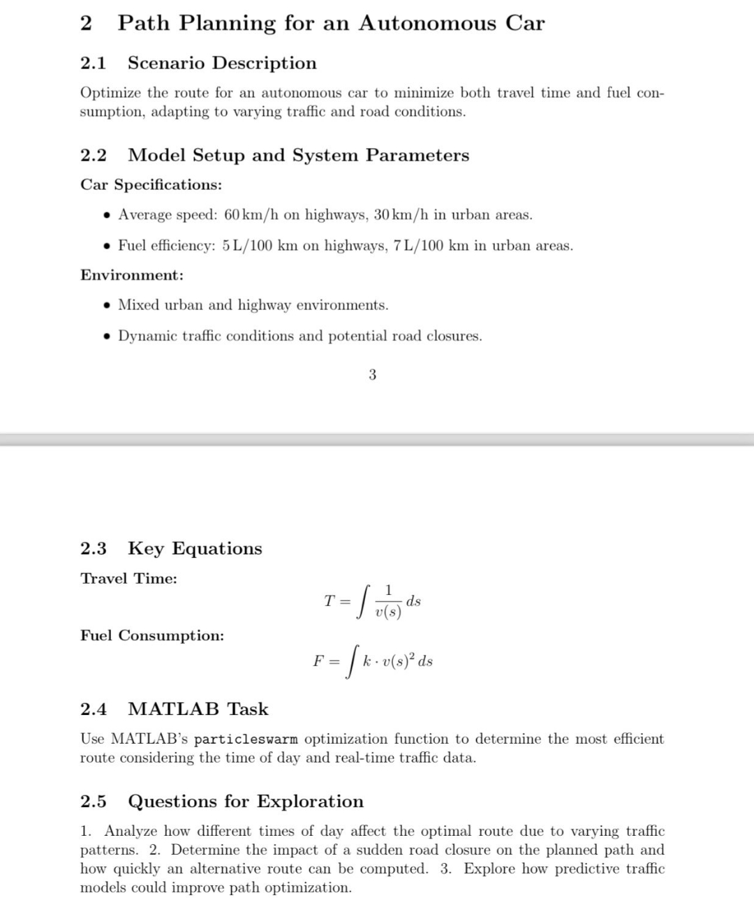  2 Path Planning for an Autonomous Car 2.1 Scenario Description Optimize