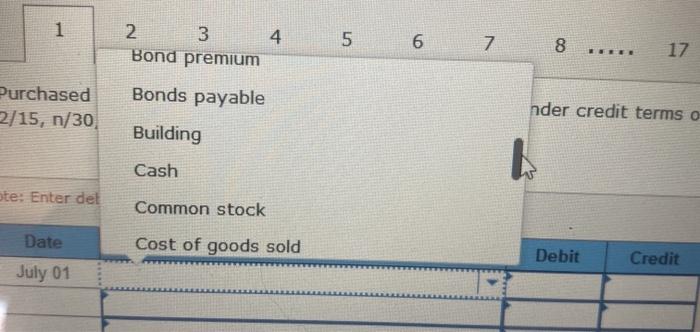 July 1 in Accounts Payable-Boden July 1Purchased merchandise from Boden Company for