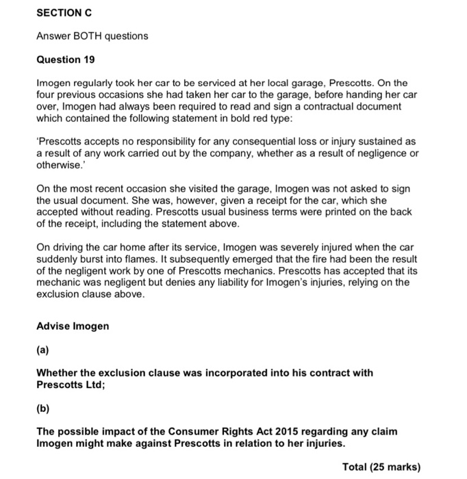 Part A and B please SECTION C Answer BOTH questions Question 19