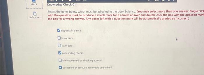  Select the ltems below which must be adjusted to the book