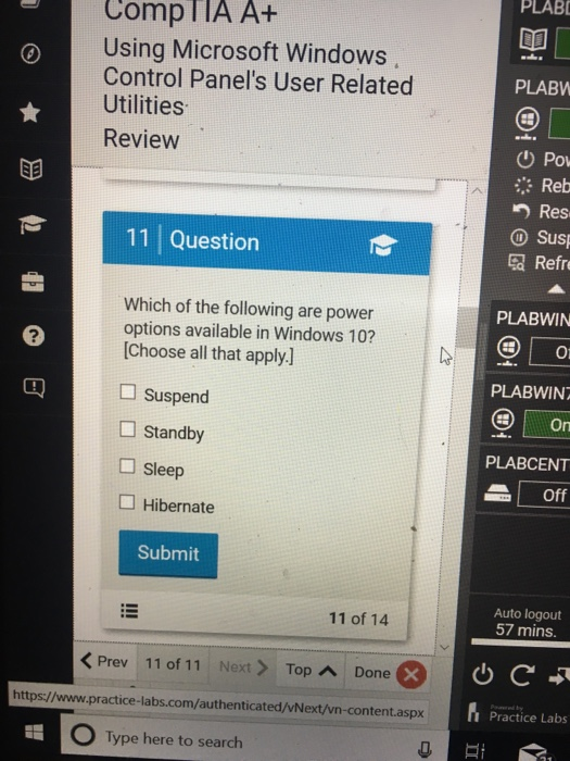  PLABI CompTIA A+ Using Microsoft Windows, Control Panel's User Related Utilities