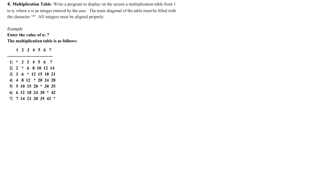  C++ : Write a program to display on the screen a