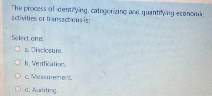 the accounting knowledge. Select one: O a. Four. O b. Five. O