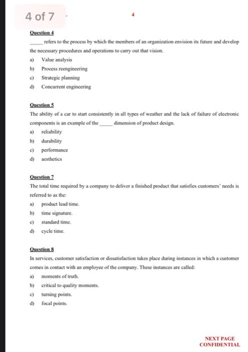  Question 4 refers to the process by which the members of