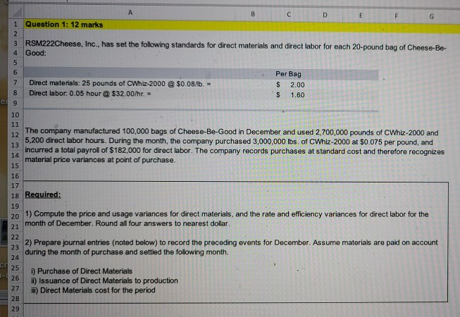 E A D F G 1 Question 1: 12 marks 2