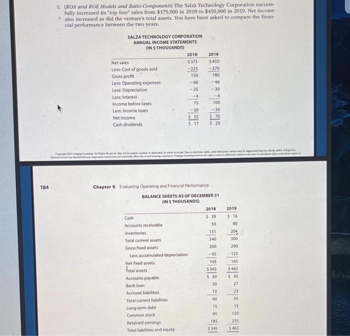 answer a, b, c, d 1. [ROA and ROE Models and Ratio