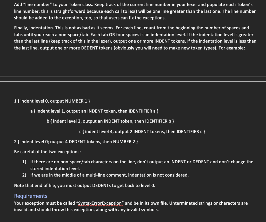 our lexer. We will start by switching from just "WORD" to actual