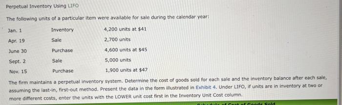 Cost column. S Total Cost 207,000 89,300 Schedule of Cost of Goods