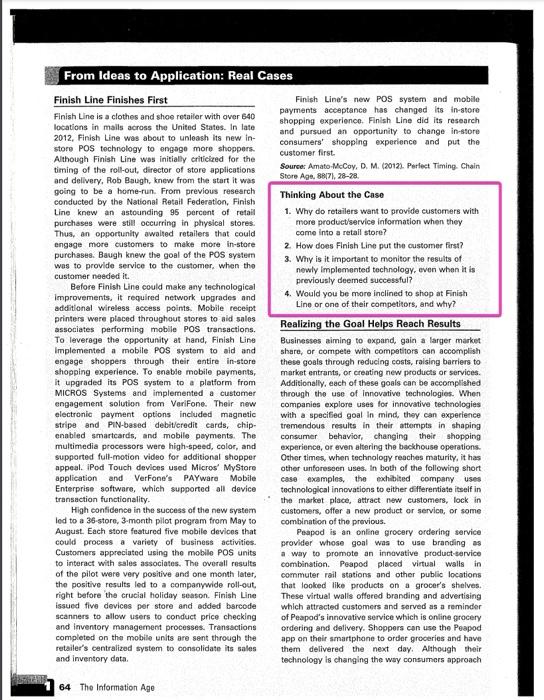 please answer questions From Ideas to Application: Real Cases Finish Line Finishes