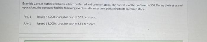  Bramble Corp. is authorized to issue both preferred and common stock.