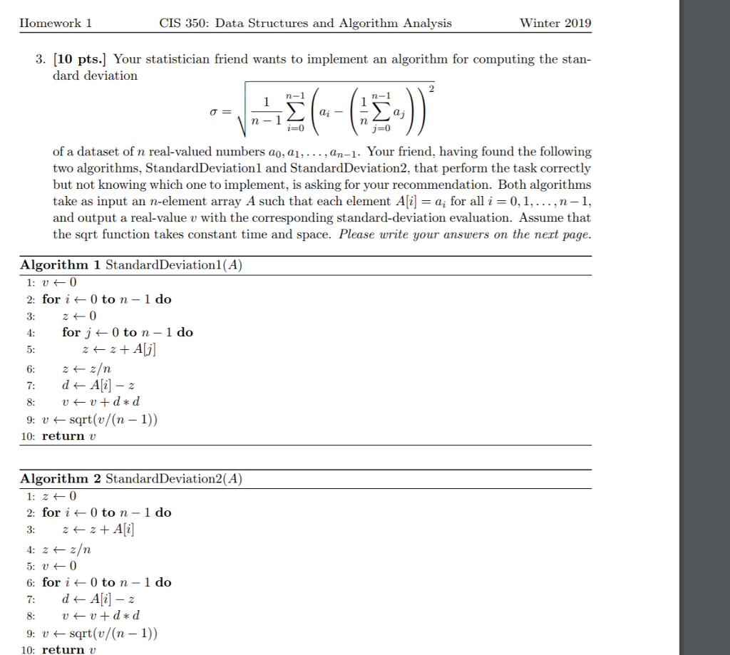 Super confused, please answer and explain IHomework 1 CIS 350: Data Structures