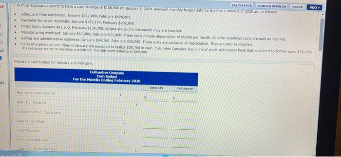  S CALCULATOR PRINTER VERSION BACK NEXT c ulumber Company expects to