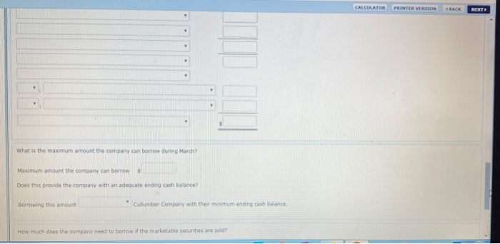 Collections from customers: January $247.900, February 1425,000 Payments for direct materials: January