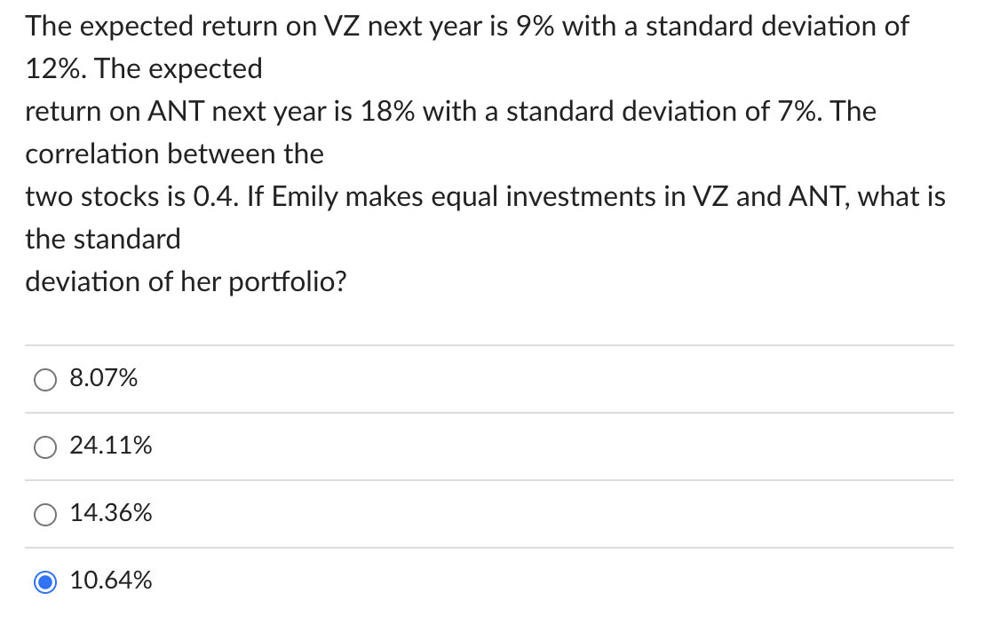 The expected return on VZ next year is 9% with a