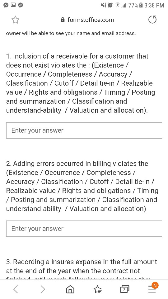  1 77% 3:38 PM A forms.office.com owner will be able to