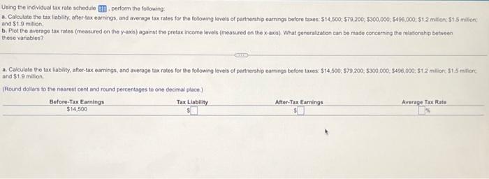  Using the ind vidual tax rate schedule , perform the following: