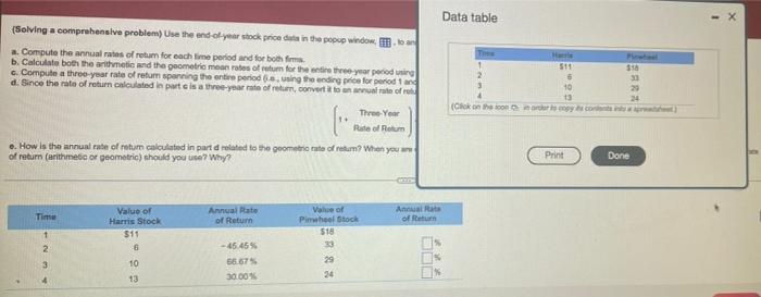 the popup window, to an a. Compute the annual rates of retum