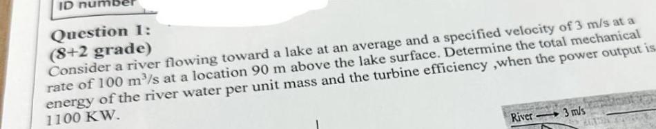  Question 1: (8+2 grade) Consider a river flowing toward a lake