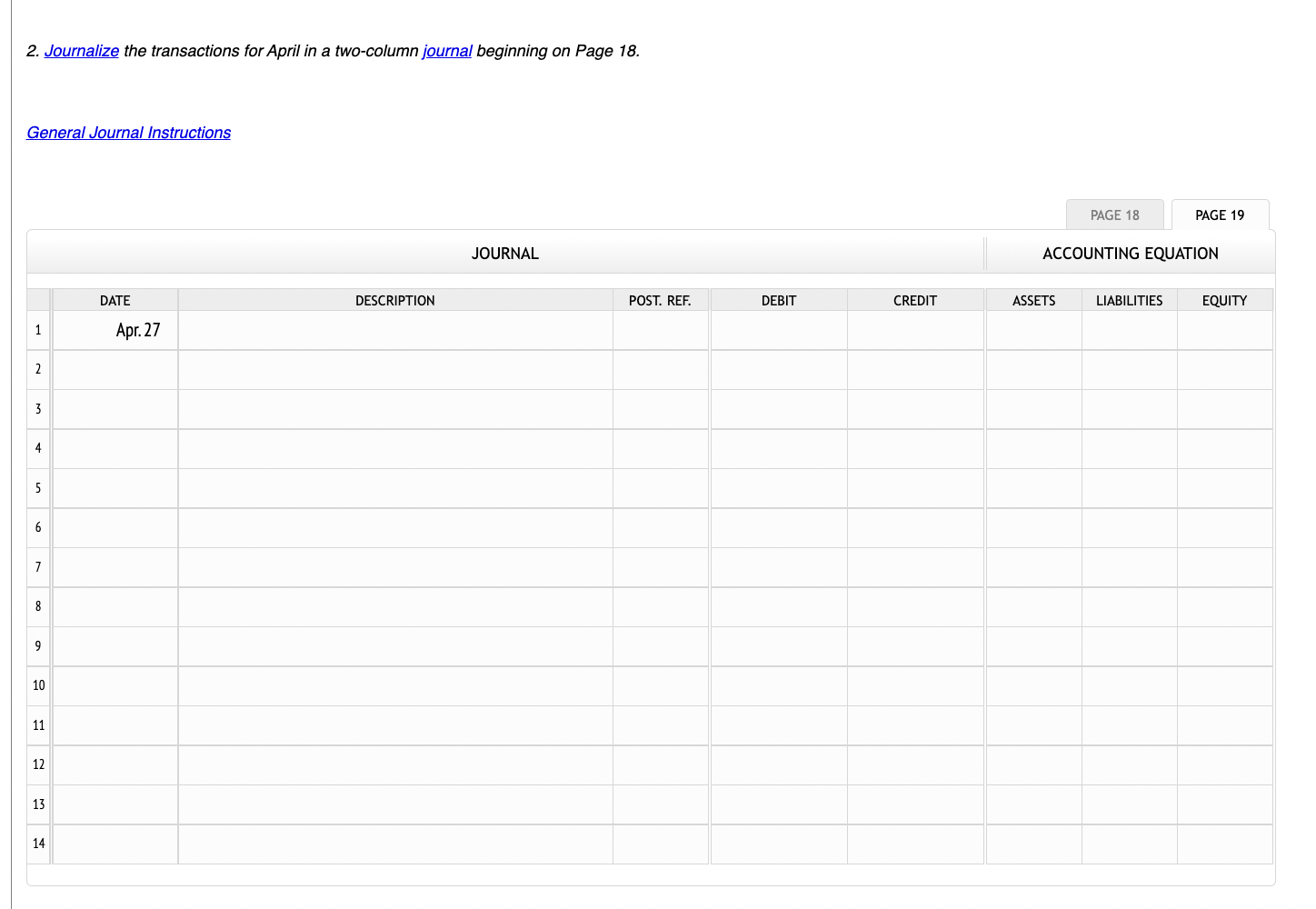 20Y3. Enter the transactions through the 23rd on Page 18 of the