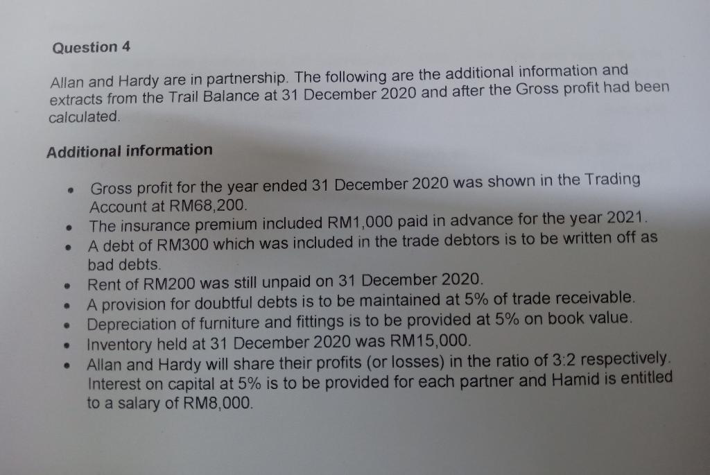  Please answer Question 4. a,b & c. TQ Question 4 Allan