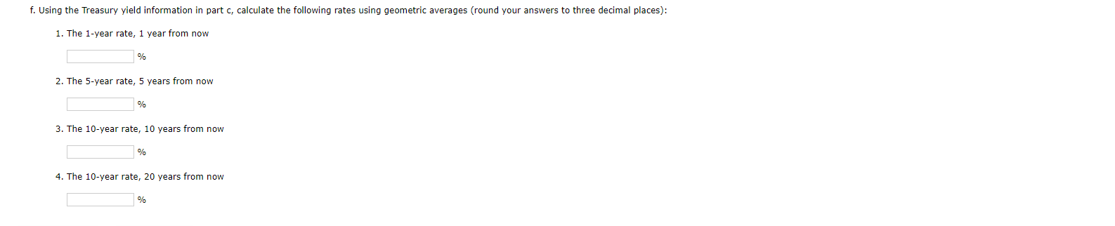  C. Given the following Treasury bond yield information, construct a graph