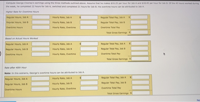  Compute George Cloonys earnings using the three methods outlined above. Assume