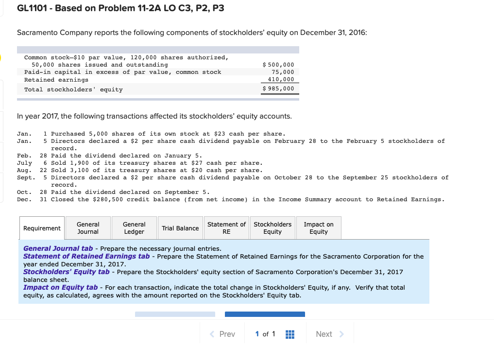 GL1101 - Based on Problem 11-2A LO C3, P2, P3 Sacramento