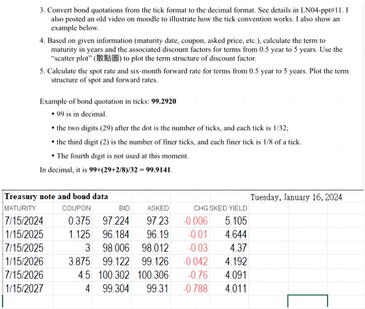  Convert bond quotations from the tick format to the decimal format.