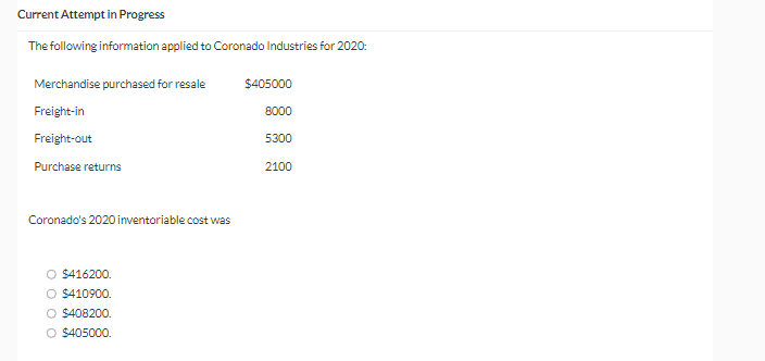 Current Attempt in Progress The following information applied to Coronado Industries