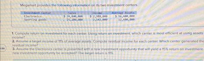 return on investment, which center is most efficient at using assets to