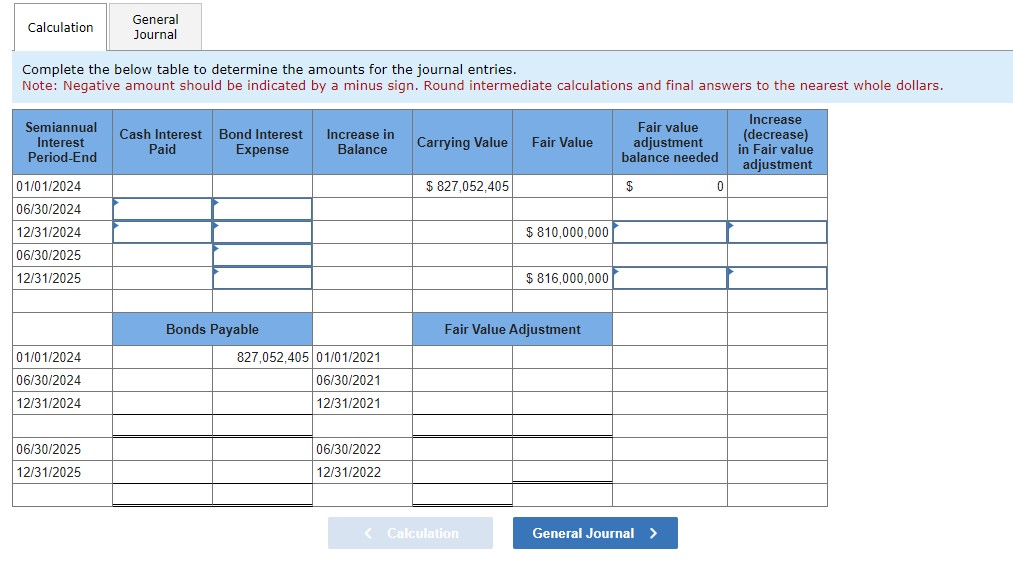 Complete the below table to determine the amounts for the journal