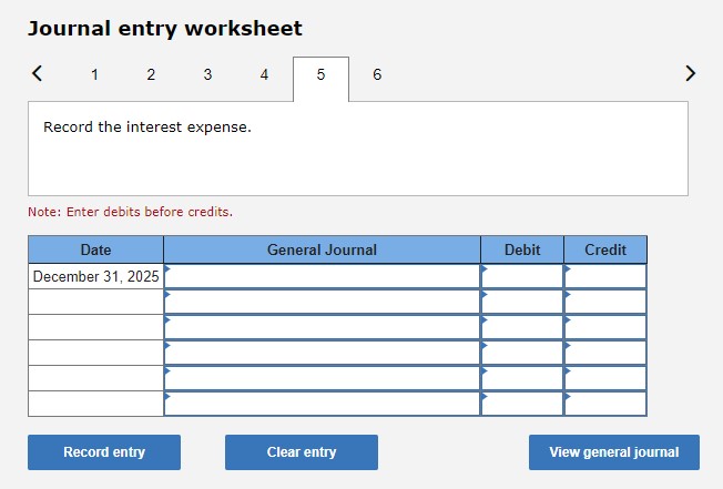 interest rates. Note: Enter debits before credits. Journal entry worksheet