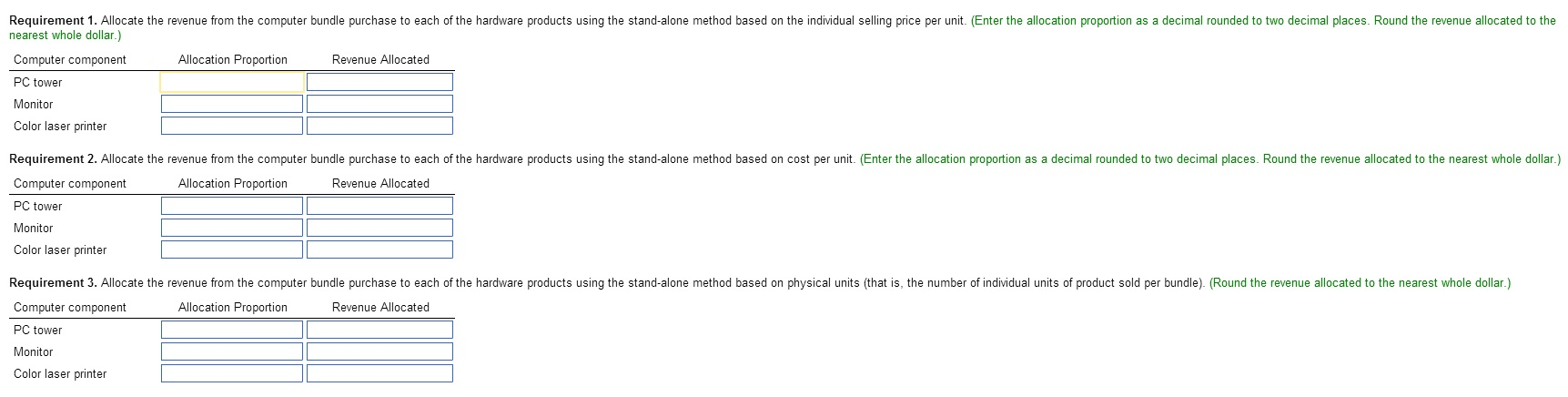 hardware products: a personal computer (PC) tower, a 23-inch monitor, and a