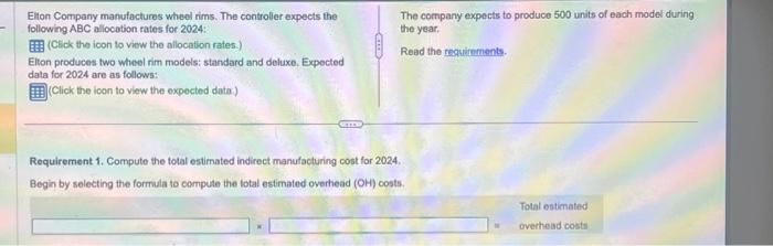 view the allocation rates.) Elton produces two Wheel rim modelst standard and