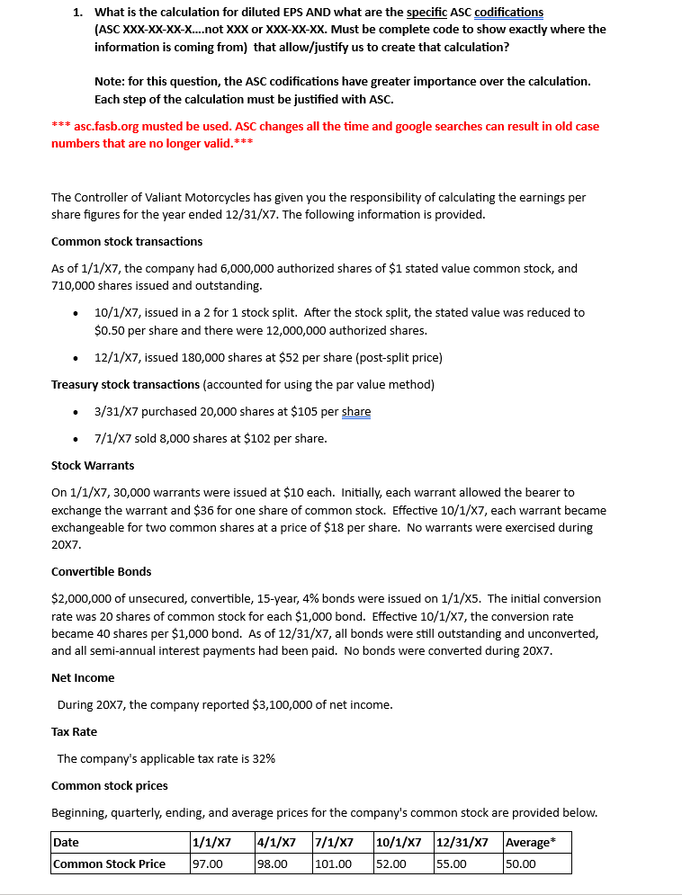  1. What is the calculation for diluted EPS AND what are