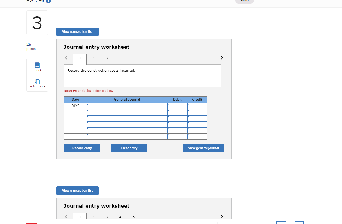 year: 20X5Construction costs incurred during the year, $165,100; estimated costs to complete,