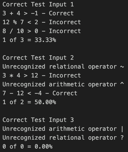 relational expressions input from the standard input device (using cin) in the
