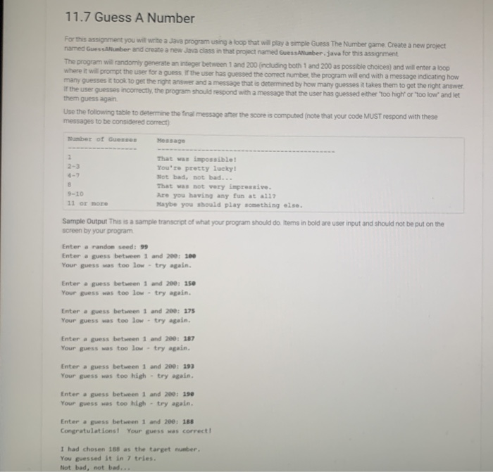  11.7 Guess A Number For this assignment you will write a