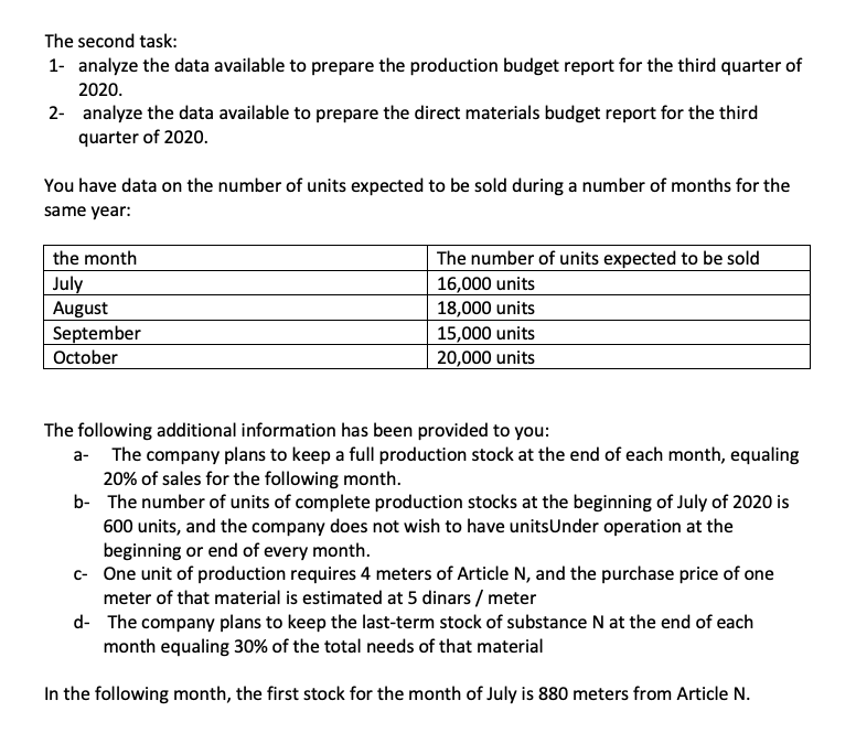 The second task: 1- analyze the data available to prepare the